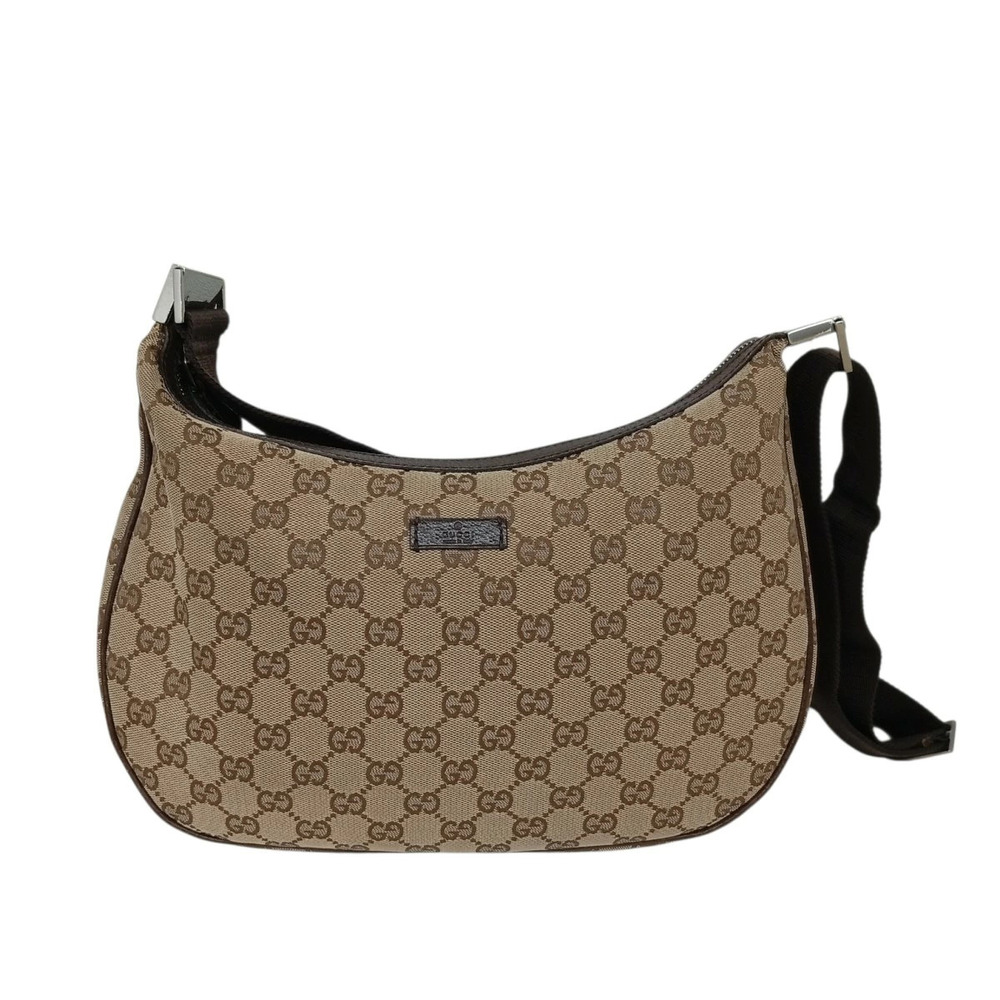 Gucci GG Canvas Crescent Shoulder Bag Brown